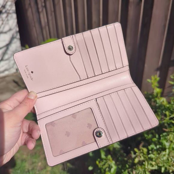 Kate Spade New York Staci Wild Strawberry Large Slim Bifold Wallet in Pink - Picture 4 of 6